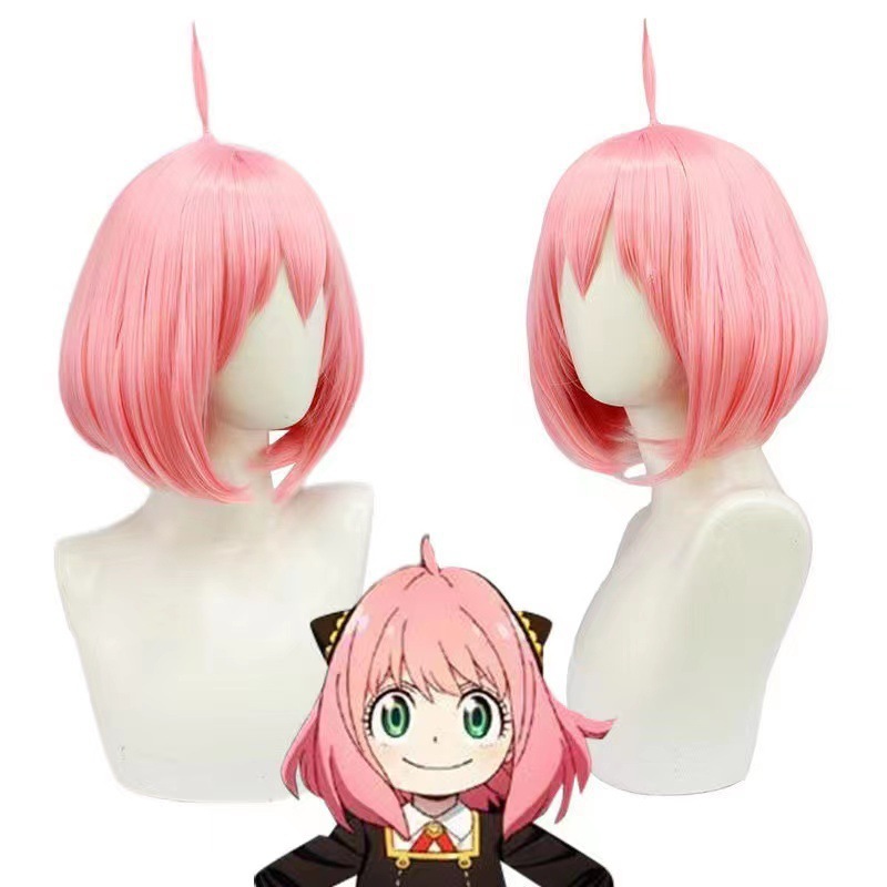 Anime Cosplay Anya - Peluca rosa estilo bob de Anya