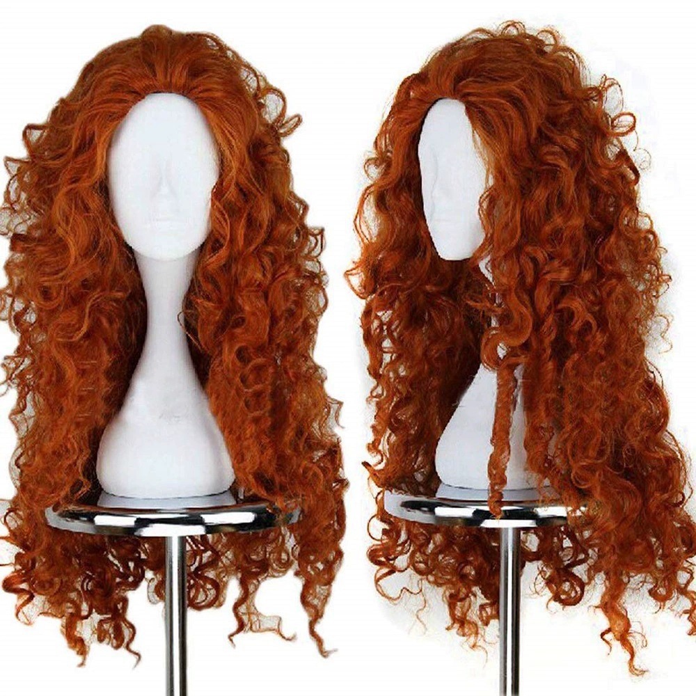 Anime Cosplay Orange Hair - Peluca Larga Rizada Naranja de Fibra