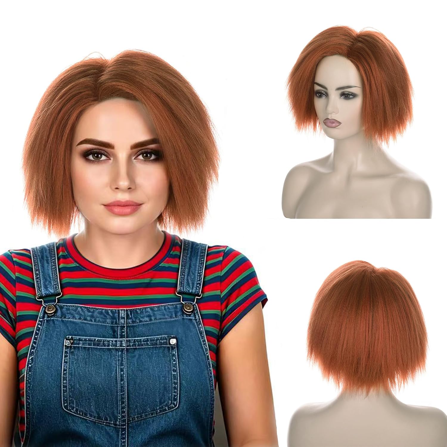 Anime Cosplay Orange Hair - Peluca corta de color naranja y
