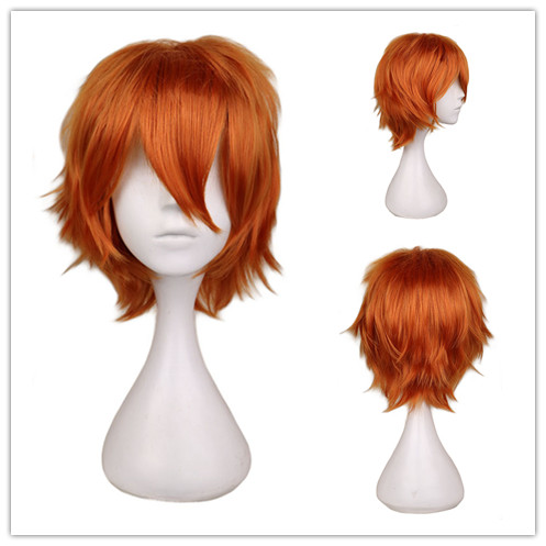 Peluca corta naranja para homb - Anime Cosplay Orange Hair reseña y precio