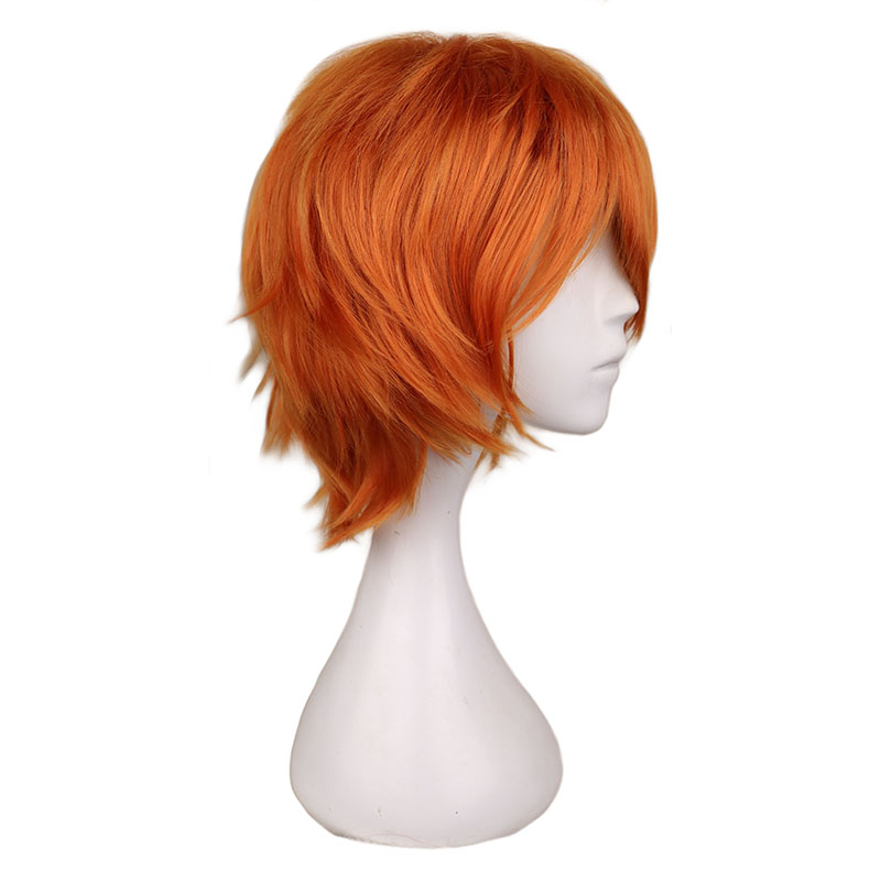 Peluca corta naranja para homb - Anime Cosplay Orange Hair reseña y precio